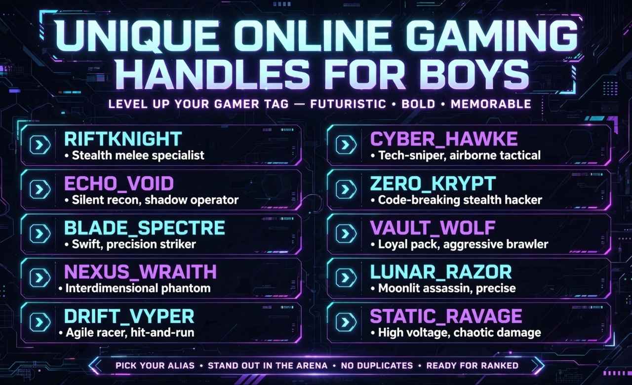 Unique Online Gaming Handles for Boys