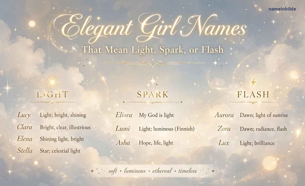 Elegant Girl Names That Mean Light, Spark, or Flash