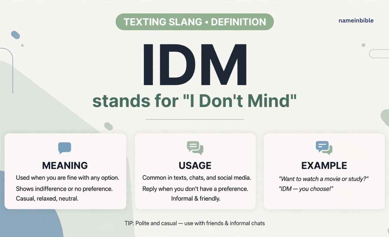 IDM stands for "I Don't Mind.