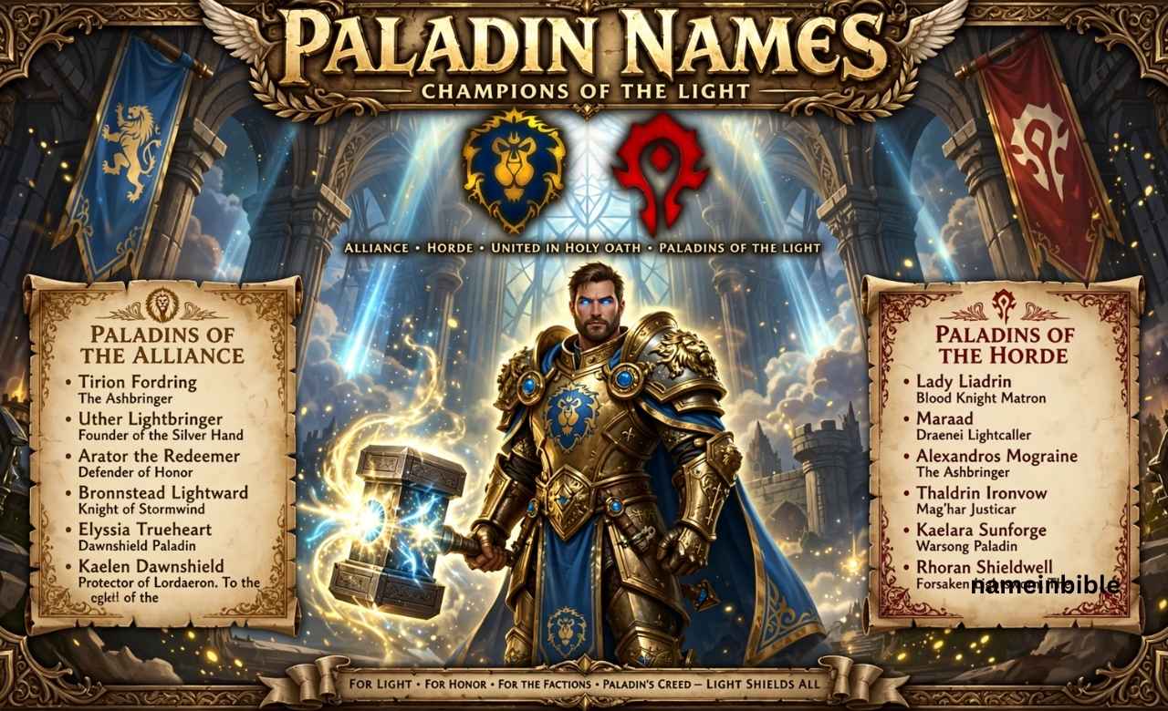 World of Warcraft (WoW) Paladin Names