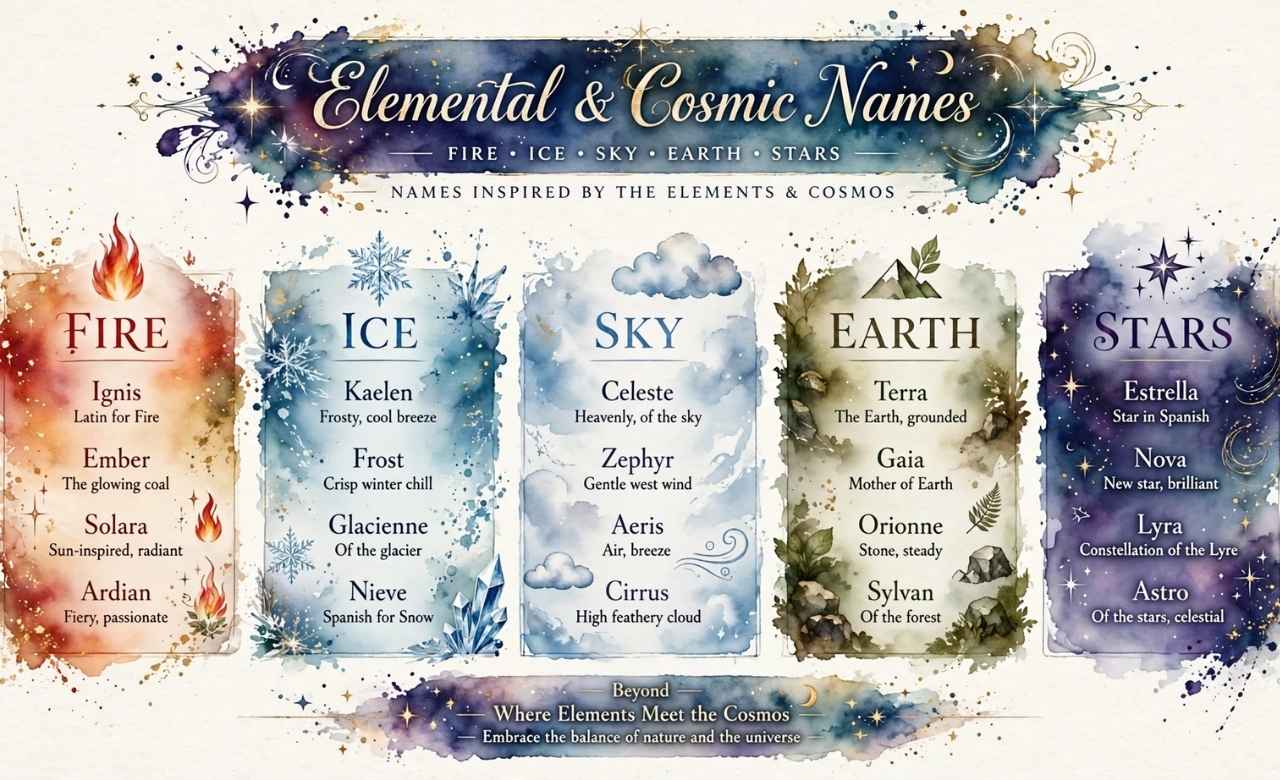Elemental & Cosmic Names: Fire, Ice, Sky & Beyond