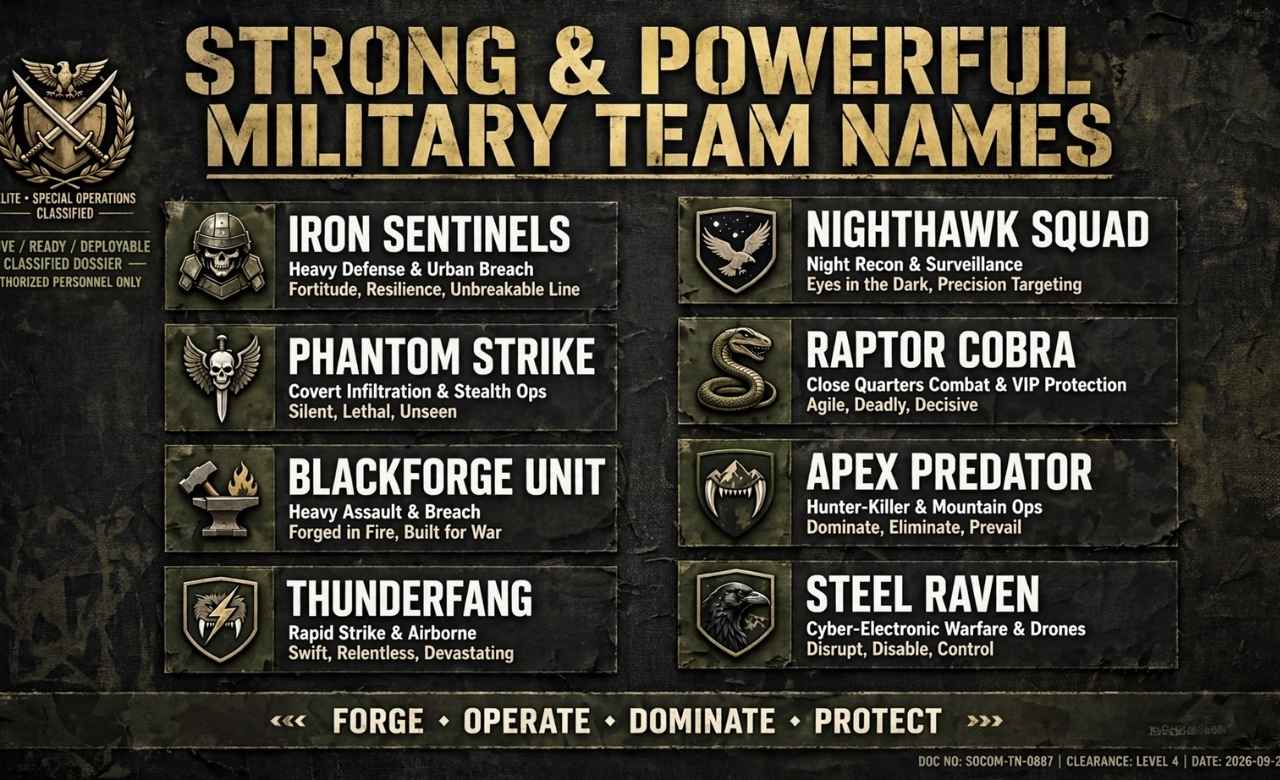 Strong & Powerful Military Team Names