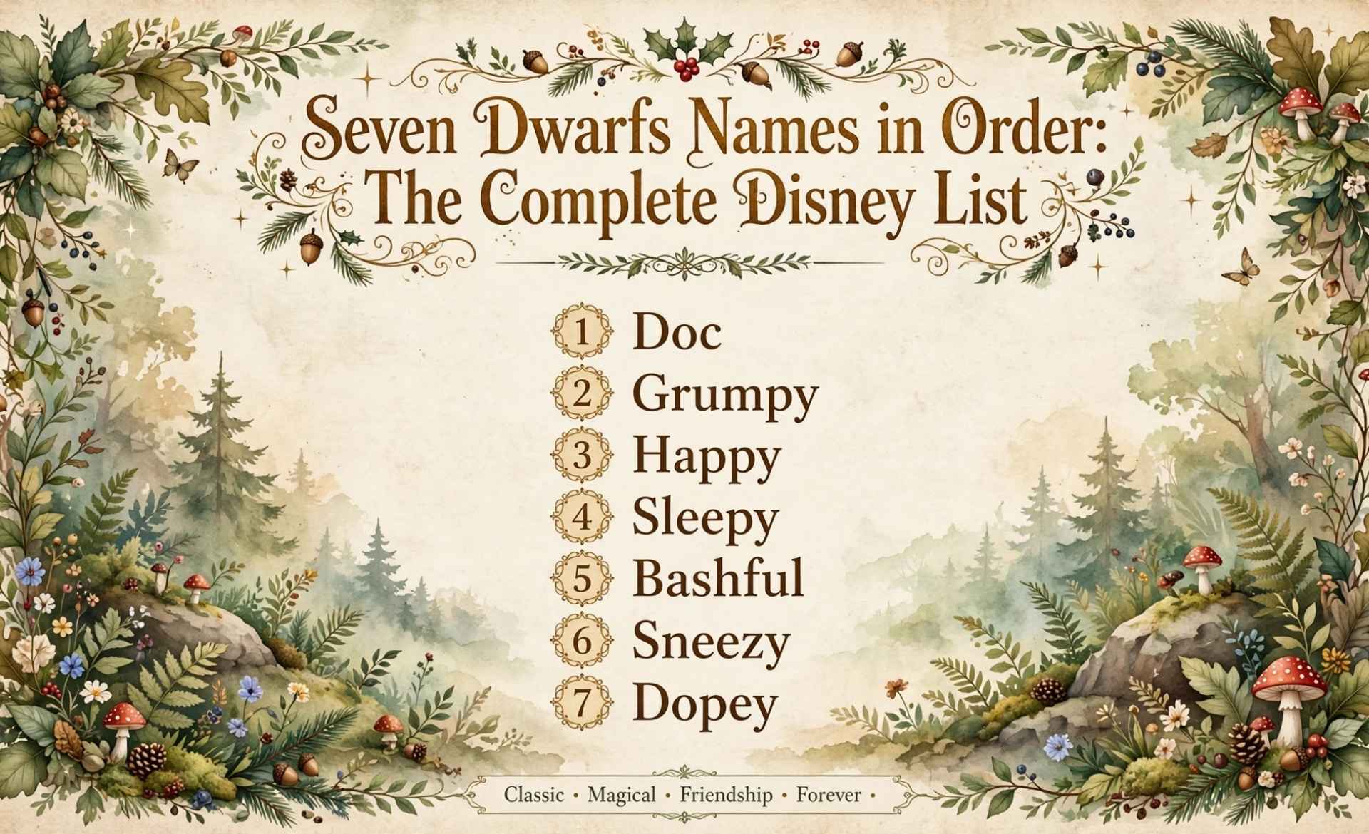 Seven Dwarfs Names in Order: The Complete Disney List